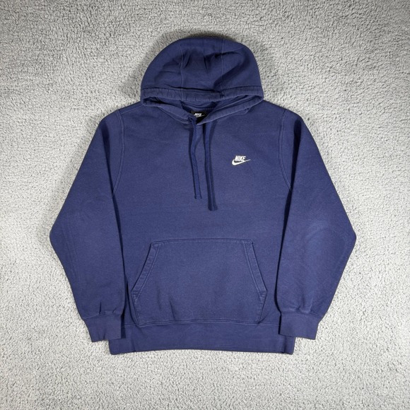 Nike Other - Nike Hoodie Size Large Blue Fleece Logo Pullover Sweatshirt Long-Sleeve